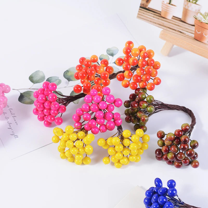 Double-Head Berry Stamen Artificial Flowers | 25/50 Pcs DIY Decor Artificial Craft Flowers Babs