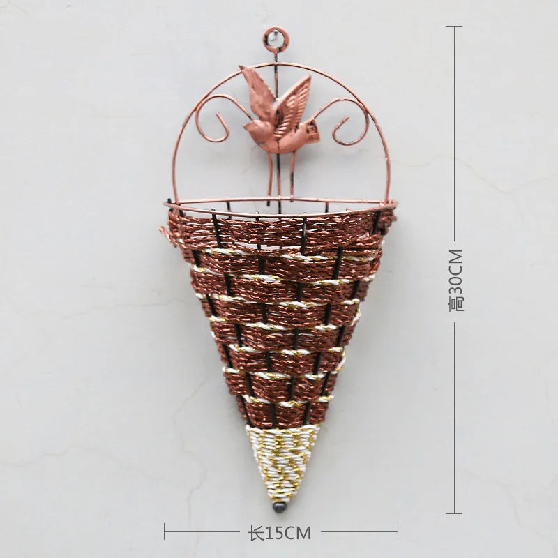 Artificial Silk Rose Wreath – Wall Hanging Floral Home Decor Decorative Floral Wreath Babs Brown basket
