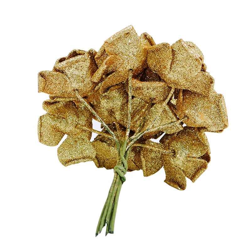 10Pcs Glitter Foam Roses Artificial Flower Bouquet | Home & Wedding Artificial Flower Bouquet Babs