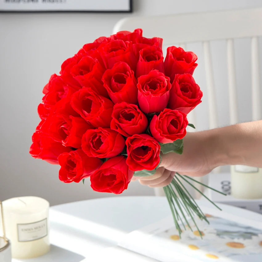 10 Pc Artificial Red Silk Roses Bouquet – Wedding & Home Décor Artificial Silk Roses Babs