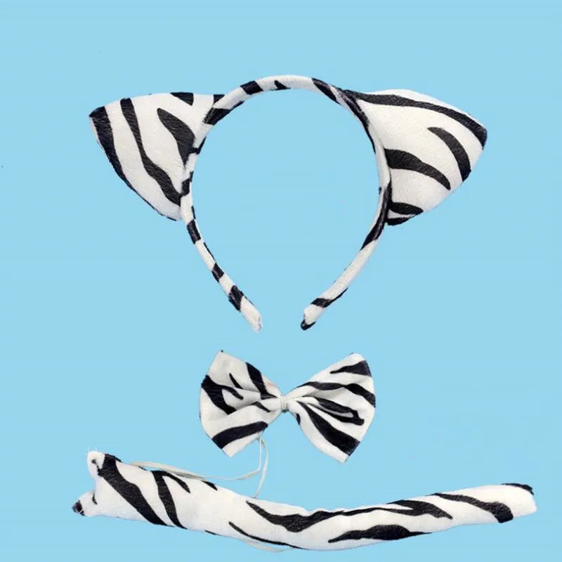 Zebra Costume Set – Headband, Bow Tie & Tail | 3-Piece Cosplay Costume Accessory Set Babs 1