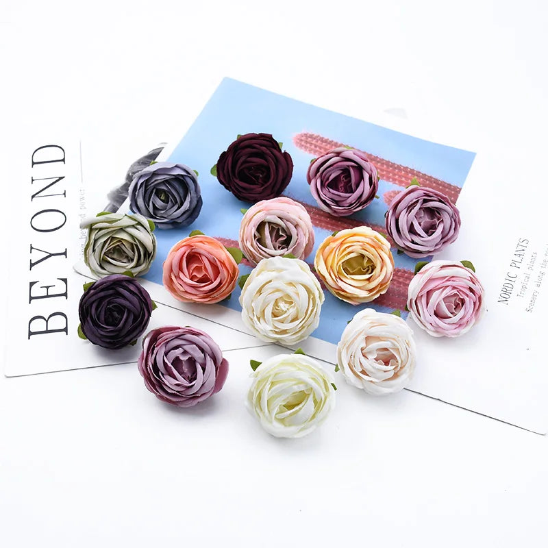 Silk Tea Rose Flower Heads 5/10 Pcs – Wedding & Home Décor Artificial Silk Flowers Babs