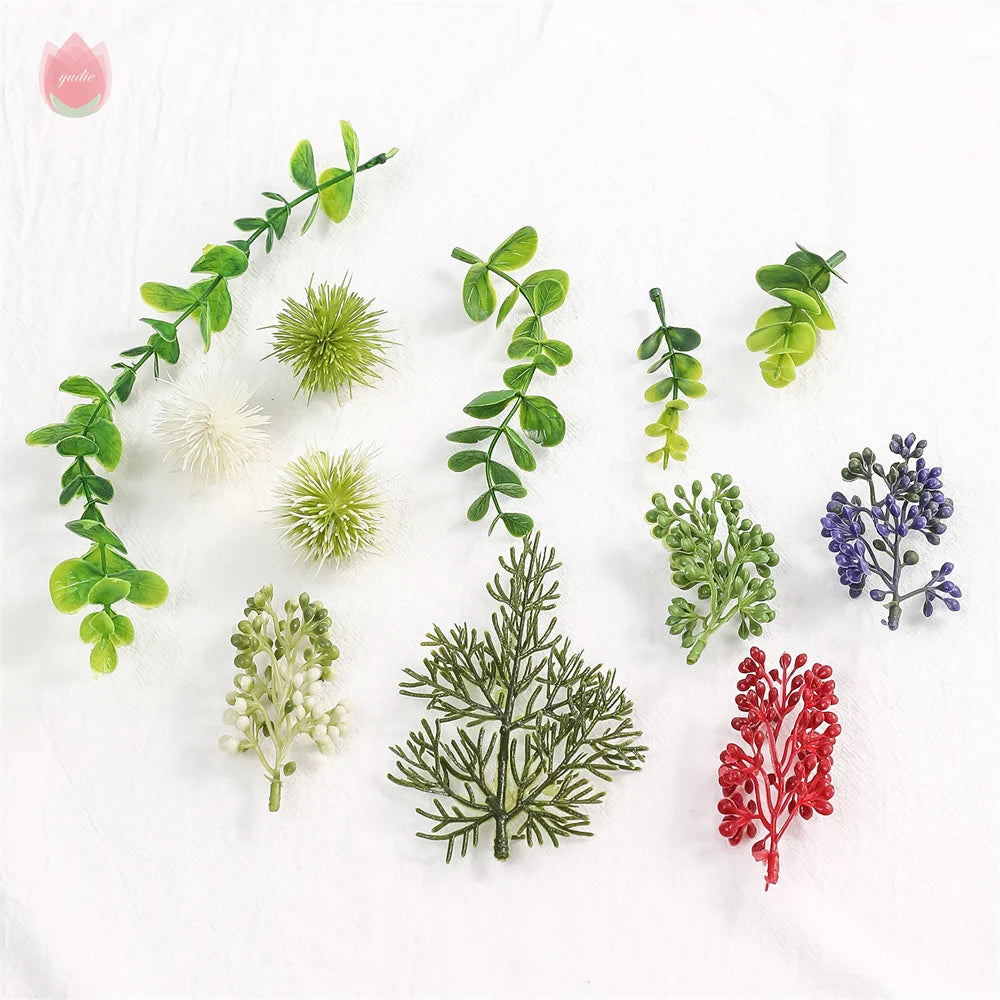 10pcs Artificial Fern & Eucalyptus Silk Leaves for Home & Wedding Artificial Silk Leaves Babs
