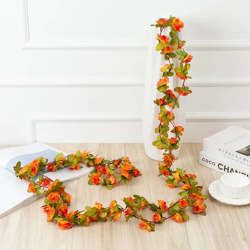 Silk Rose Artificial Flower Garland 2.2M – Wedding Home Decor Artificial Flower Garland Babs Orange