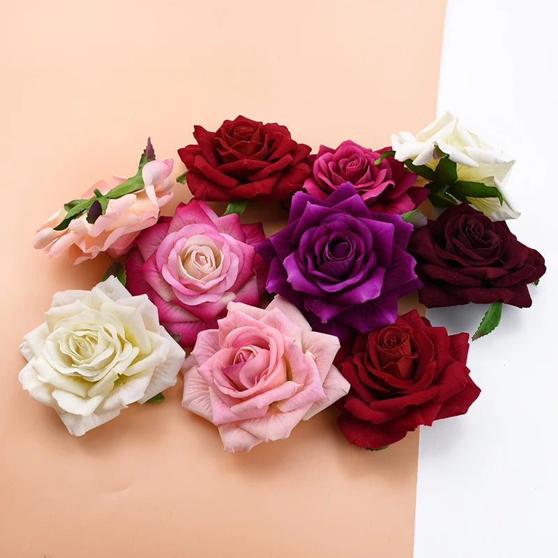 10Pcs Velvet Rose Heads – DIY Wedding & Home Decor Flowers Artificial Flower Heads Babs