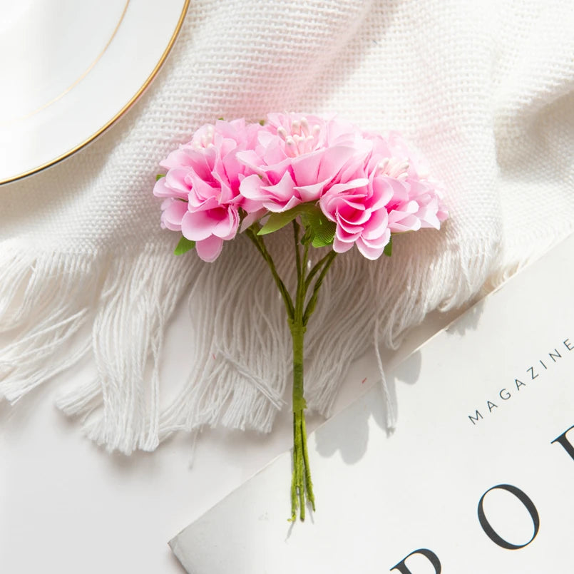 18PCS Silk Artificial Carnation Bouquet for Wedding & Home Decor Artificial Flower Bouquet Babs Pink 18 Pieces