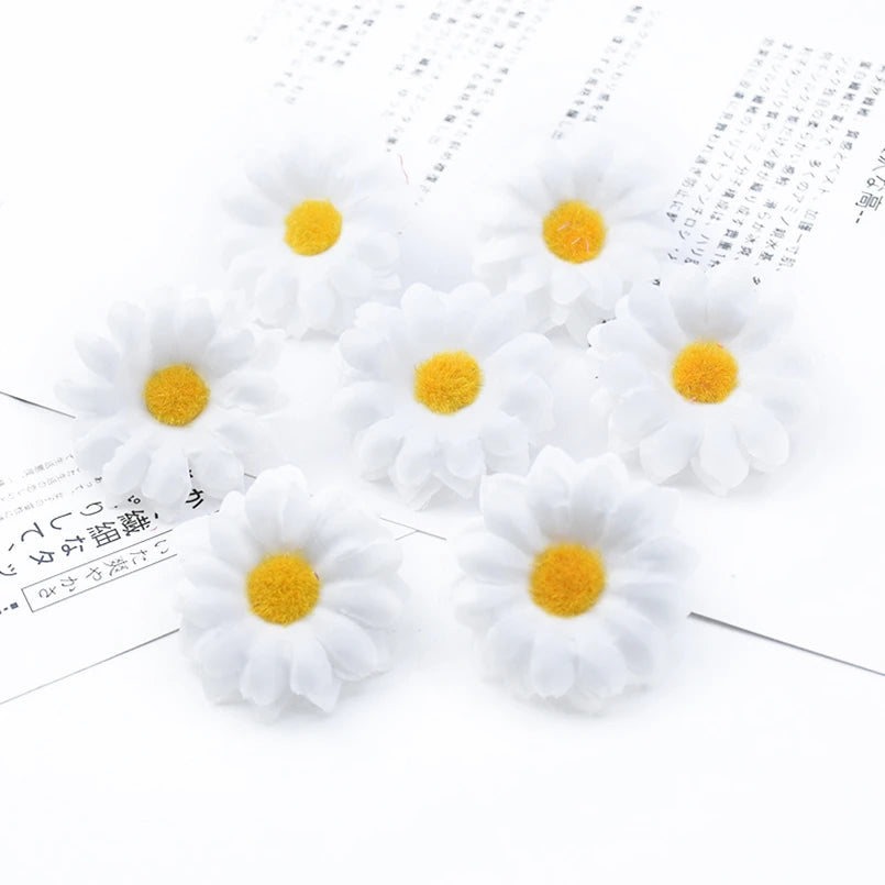 Silk Daisy Artificial Flowers for Wedding, Home & DIY Crafts Artificial Flowers Babs WHITE 50pcs