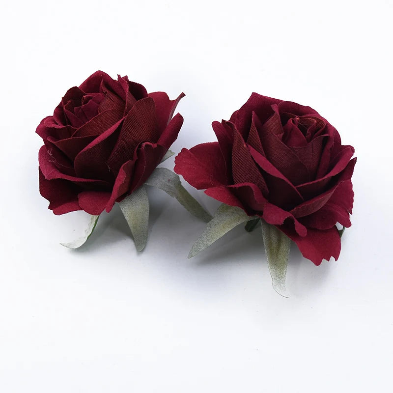Silk Rose Heads Artificial Flowers – Wedding & Home Décor Artificial Silk Flowers Babs Burgundy 10 PCS
