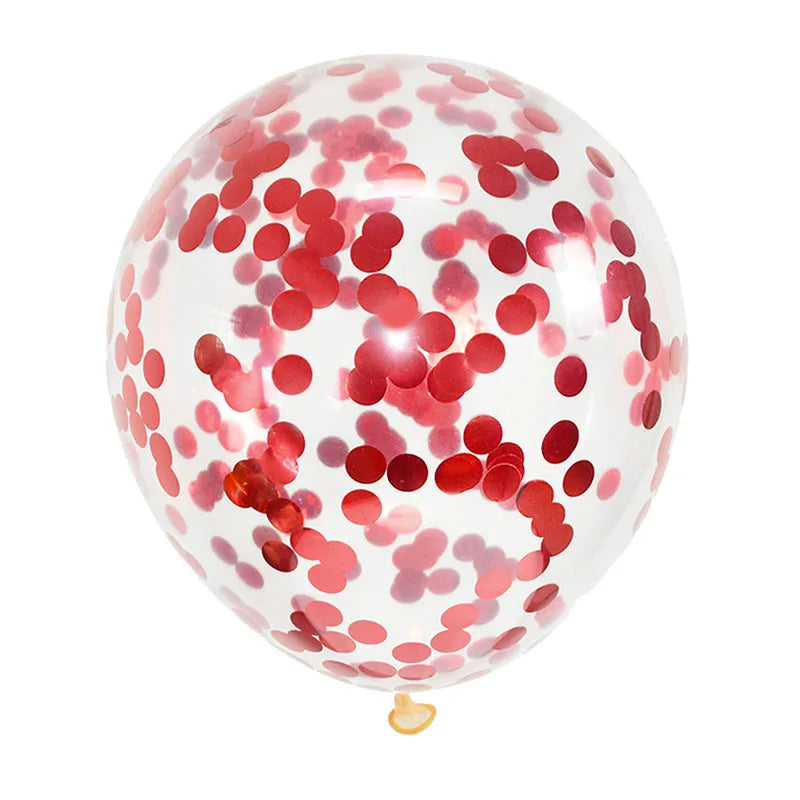 Gold Confetti Latex Balloons – Clear Glitter Party Decorations Party Balloons Babs red 5pcs