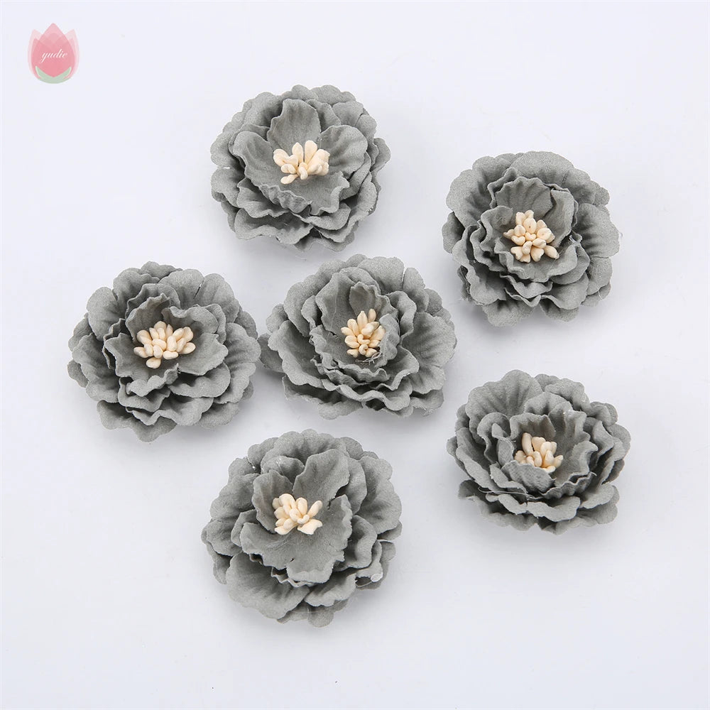 Silk Artificial Flower Heads 4cm | DIY Wedding & Home Decor Artificial Flower Heads Babs Grey 10Pcs