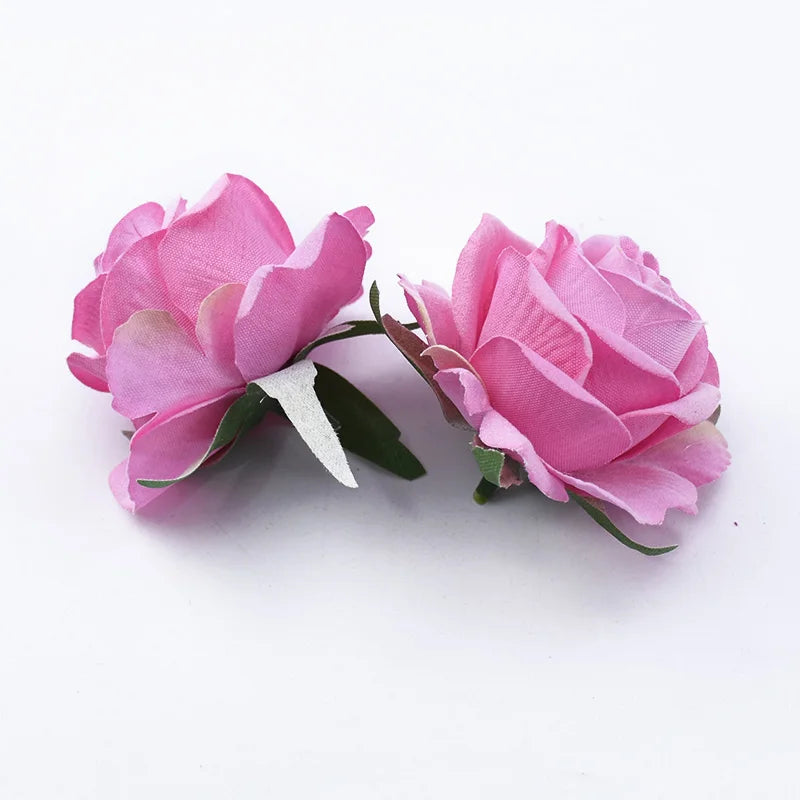 Silk Rose Heads Artificial Flowers – Wedding & Home Décor Artificial Silk Flowers Babs Deep Pink 10 PCS