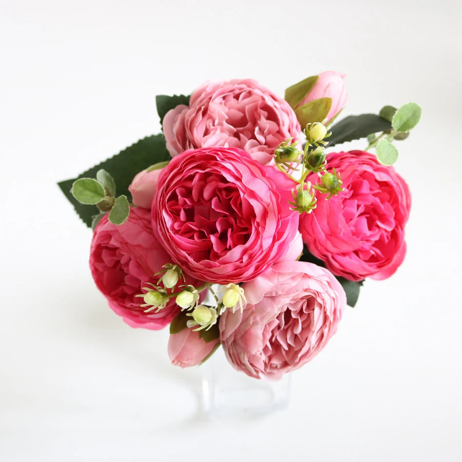 Silk Peony & Rose Artificial Bouquet – Wedding & Home Décor Artificial Flower Bouquet Babs rose pink