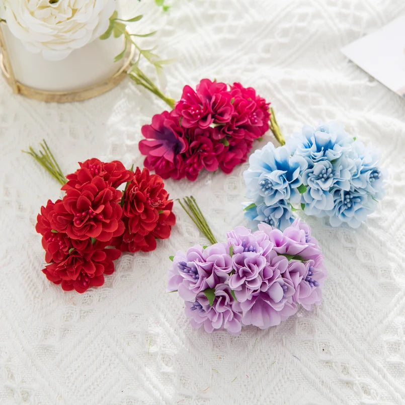 18PCS Silk Artificial Carnation Bouquet for Wedding & Home Decor Artificial Flower Bouquet Babs