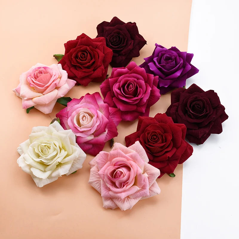 10 Pcs Velvet Artificial Rose Heads for Wedding & Home Decor Artificial Flower Heads Babs