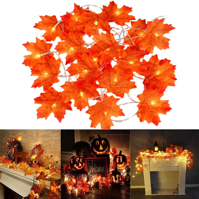 2M Maple Leaf LED Fairy Light Garland – Fall & Holiday Decor LED Leaf Garland Babs