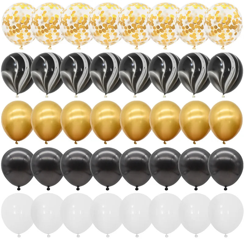 40Pcs Blue Balloon Set – Marble, Metallic & Confetti Party Décor Party Balloon Set Babs