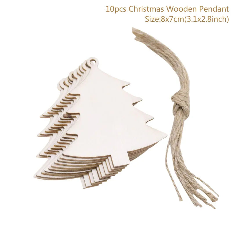 10pcs Wooden Christmas Tree Hanging Ornaments | Holiday Decor Christmas Ornaments Babs Style9