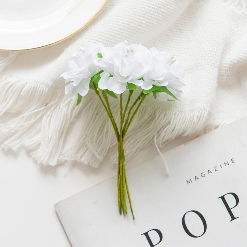 Artificial Silk Carnation Bouquet | Wedding & Home Decor 6/18pcs Artificial Flower Bouquet Babs WHITE 1 bundle(6pcs)