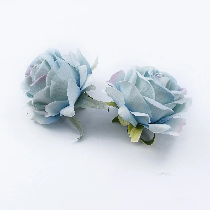 Silk Rose Heads Artificial Flowers – Wedding & Home Décor Artificial Silk Flowers Babs Blue 10 PCS