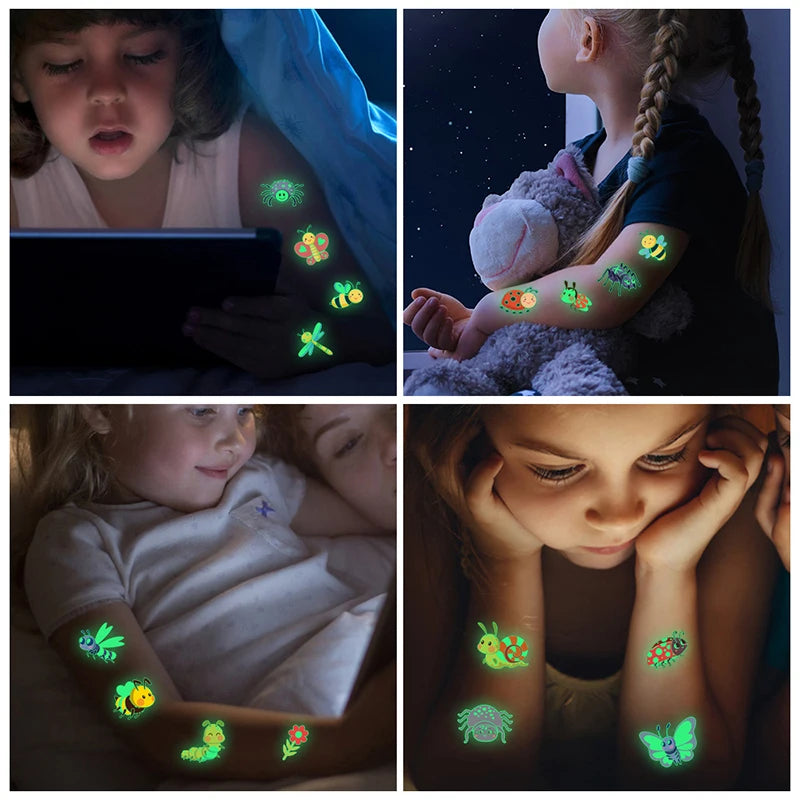 Glow in the Dark Kids Temporary Tattoos – Mermaid & Dinosaur 5pk Kids Temporary Tattoos Babs