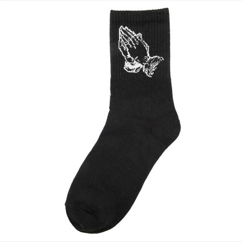 Virgin Mary Print Cotton Crew Socks – Hip Hop Novelty Unisex Novelty Crew Socks Babs Black