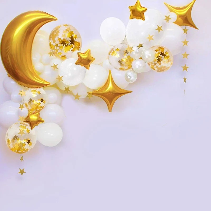 60Pcs Moon Star Balloons – Eid Mubarak & Ramadan Party Decor Party Balloon Set Babs