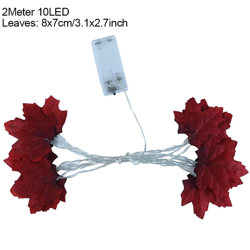 2M Maple Leaf LED Fairy Light Garland – Fall & Holiday Decor LED Leaf Garland Babs Style4