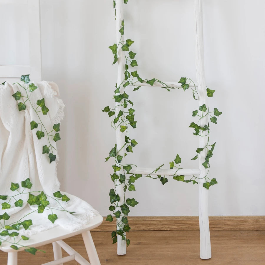 210cm Artificial Ivy Hanging Garland – Green Silk Vine Leaves Artificial Vine Garland Babs