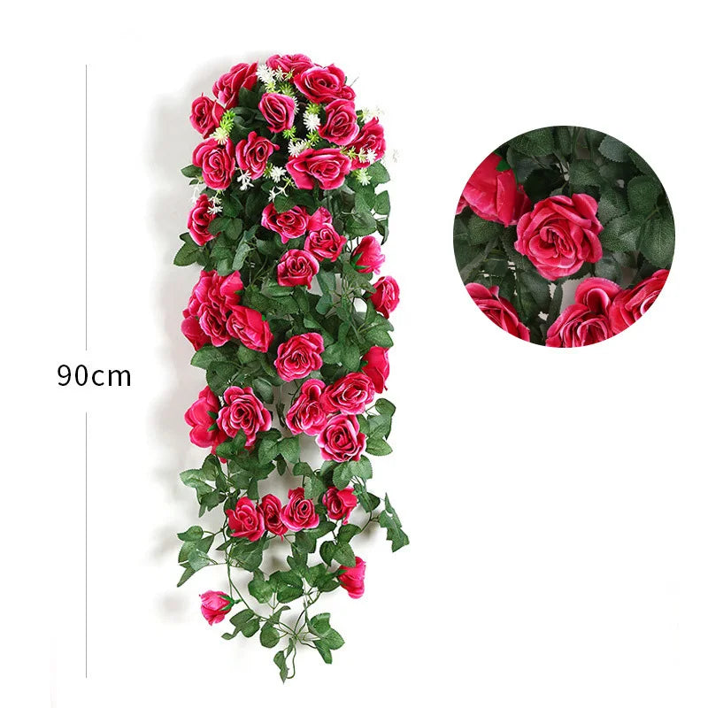 Artificial Silk Rose Wreath – Wall Hanging Floral Home Decor Decorative Floral Wreath Babs
