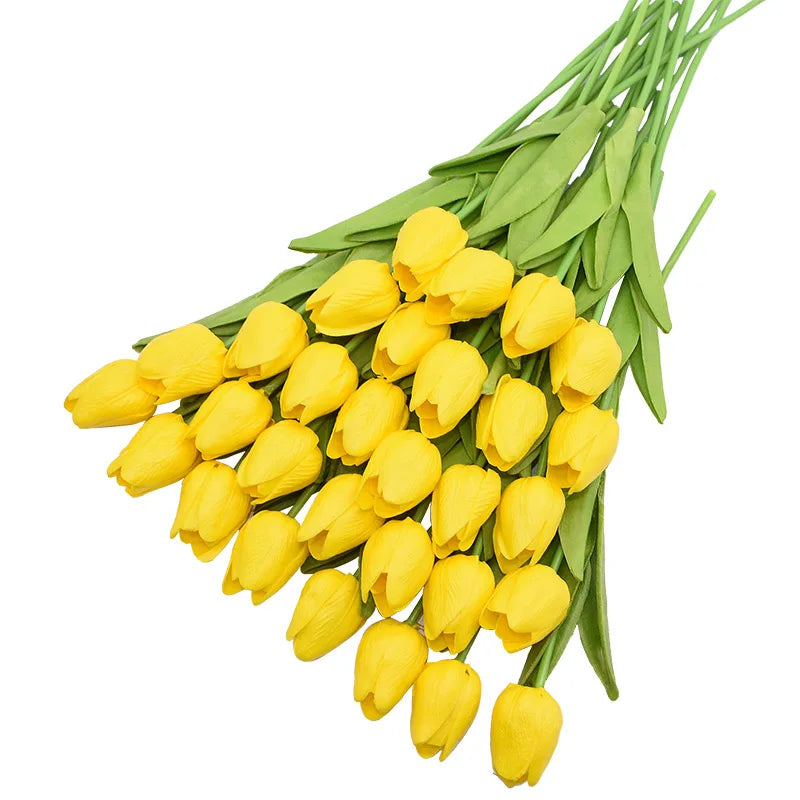 31Pcs Real-Touch PU Tulip Artificial Flowers – Wedding & Home Decor Artificial Flowers Babs