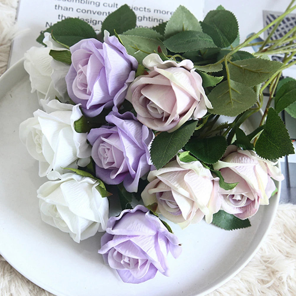 5pc Silk Rose Artificial Bouquet – Wedding & Home Décor Artificial Flower Bouquet Babs