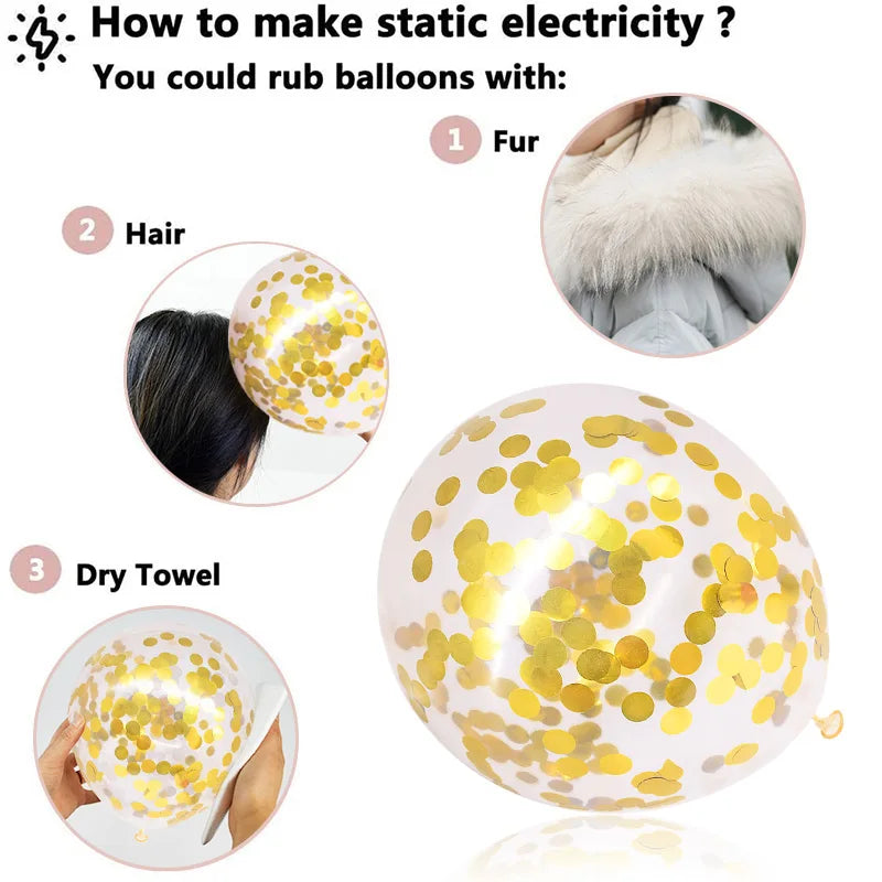 Gold Confetti Latex Balloons – Clear Glitter Party Decorations Party Balloons Babs