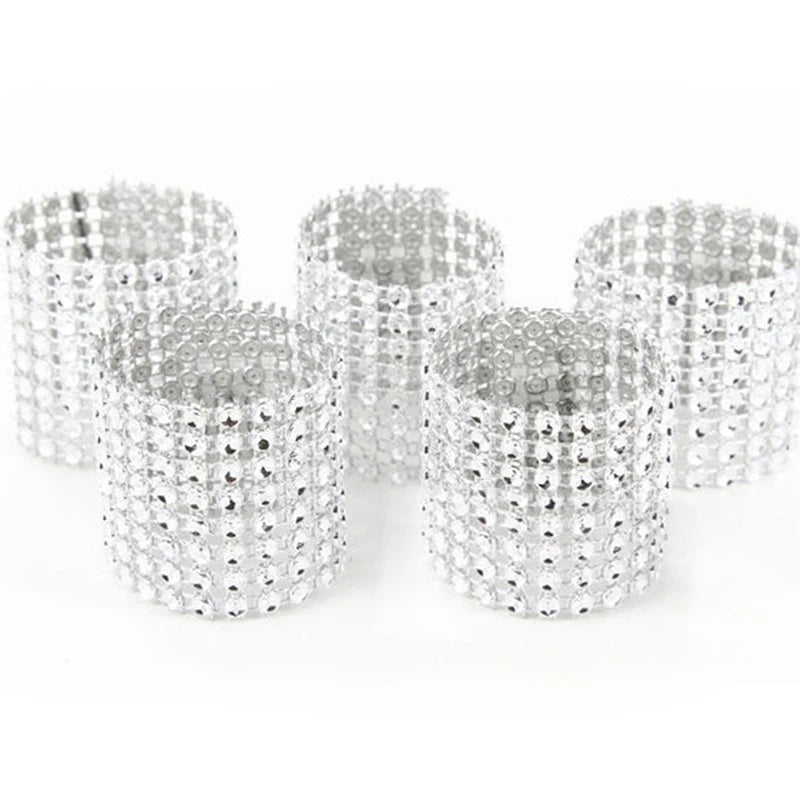10pcs Rhinestone Bow Napkin Rings Gold Silver Wedding Decor Napkin Rings Babs