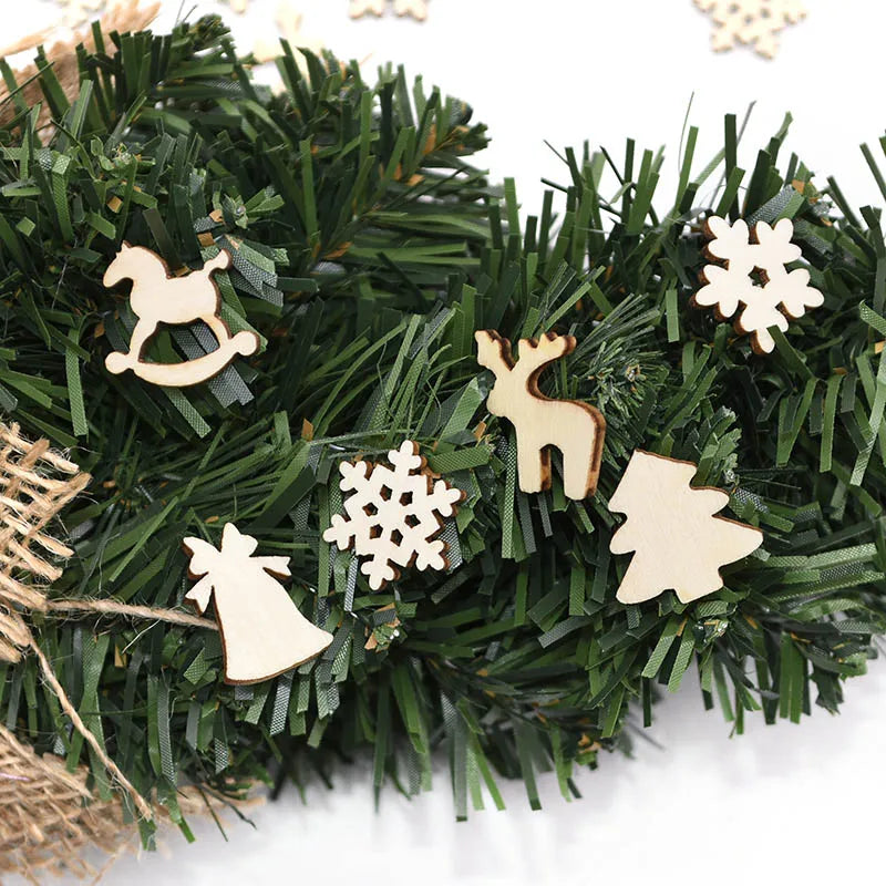 100pcs Wooden Christmas Ornaments DIY Snowflake Pendants Christmas Wood Ornaments Babs