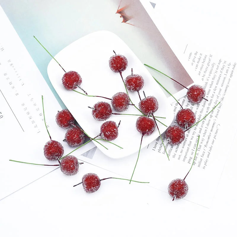 50/100Pcs Artificial Cherry Picks for Wreaths & Party Decor Artificial Fruit Picks Babs style 3 50pieces