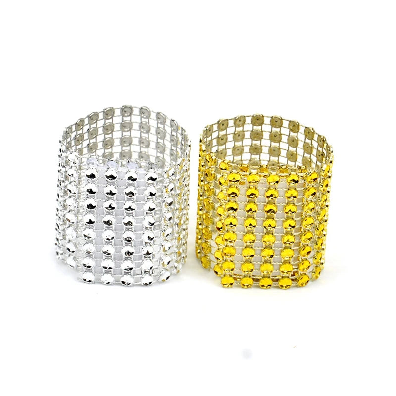 10pcs Rhinestone Bow Napkin Rings Gold Silver Wedding Decor Napkin Rings Babs