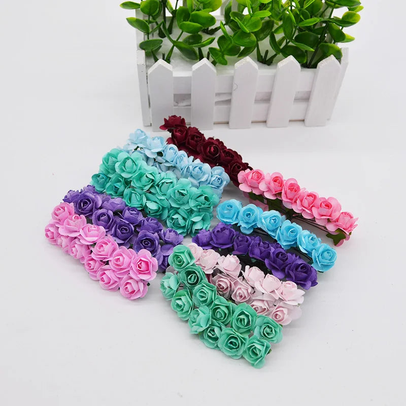72Pcs Mini Paper Rose Heads – Multicolor 2CM Artificial Flowers Artificial Paper Flowers Babs