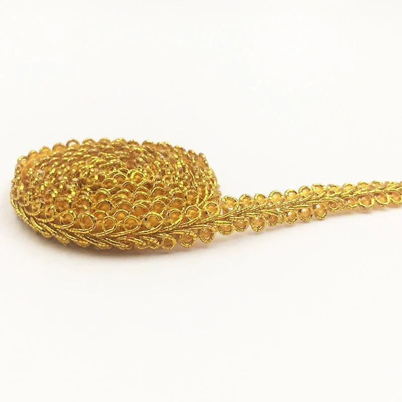 5M x 8mm Gold Silver Braided Lace Ribbon – DIY Sewing Trim Sewing Lace Trim Babs