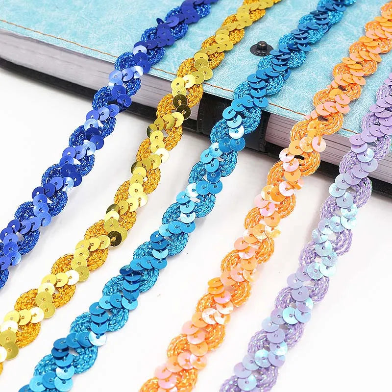 5M Laser Glitter Sequin Trim 1.5cm Flat Paillettes for Sewing Sequin Sewing Trim Babs