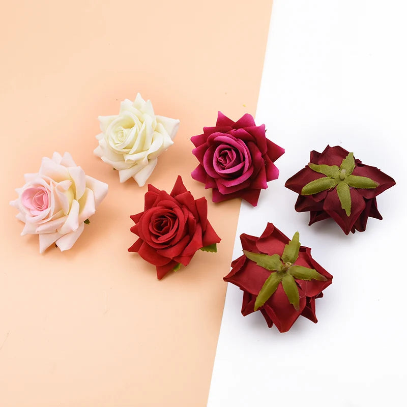 10 Silk Red Rose Heads – Artificial Flowers for Wedding & Décor Artificial Silk Roses Babs