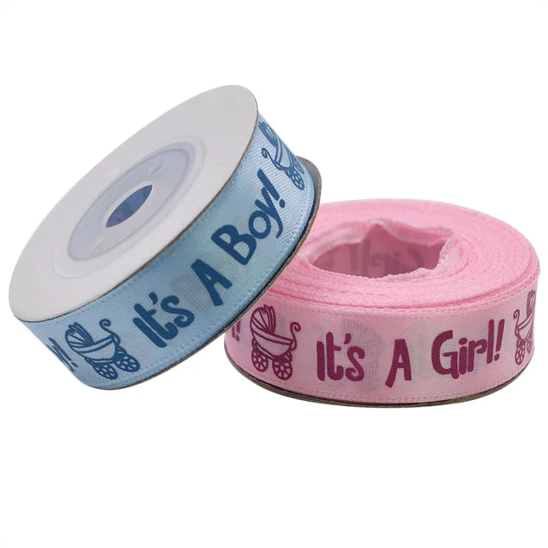 10-Yard Baby Shower Satin Ribbon – Boy or Girl Printed DIY Decorative Satin Ribbon Babs