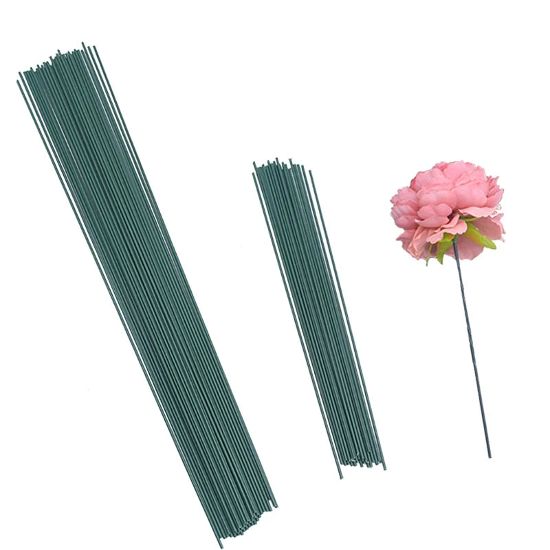20Pcs Artificial Green Wire Flower Stems – DIY Floral Crafts Floral Wire Stems Babs 25cm