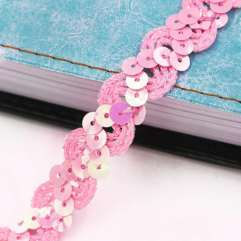 5M Laser Glitter Sequin Trim 1.5cm Flat Paillettes for Sewing Sequin Sewing Trim Babs