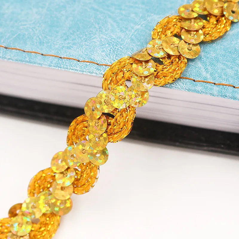 5M Laser Glitter Sequin Trim 1.5cm Flat Paillettes for Sewing Sequin Sewing Trim Babs
