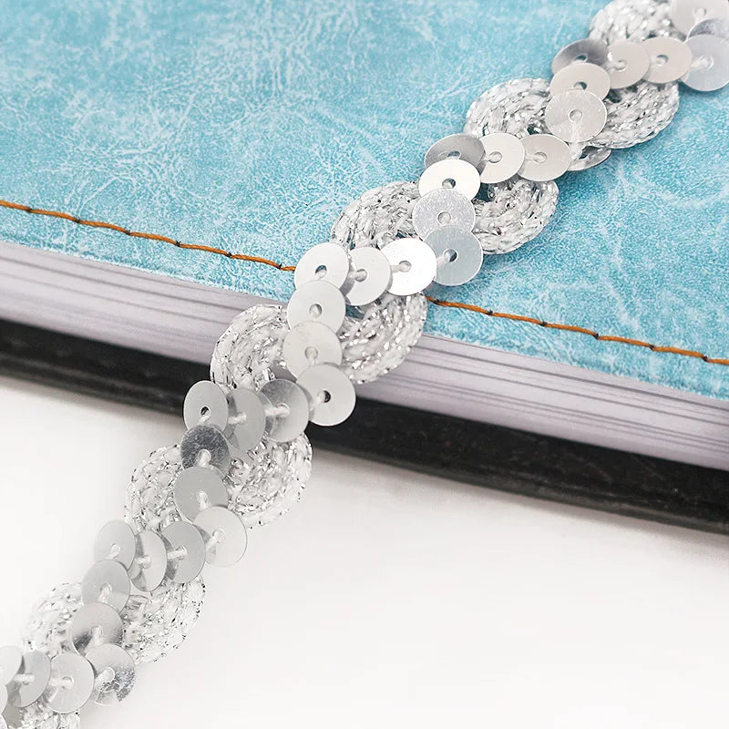 5M Laser Glitter Sequin Trim 1.5cm Flat Paillettes for Sewing Sequin Sewing Trim Babs