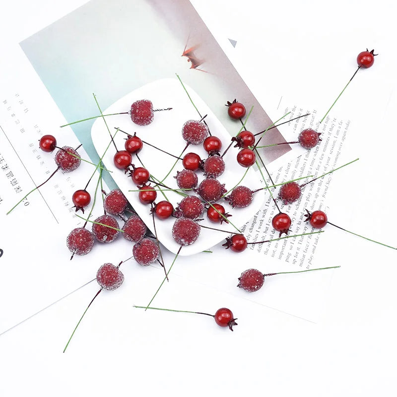 50/100Pcs Artificial Cherry Picks for Wreaths & Party Decor Artificial Fruit Picks Babs