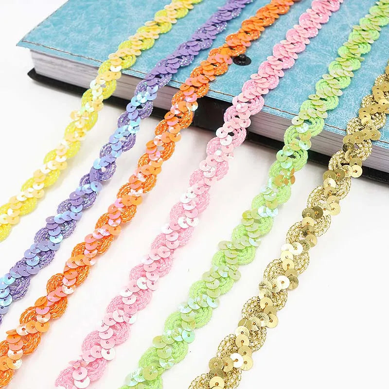5M Laser Glitter Sequin Trim 1.5cm Flat Paillettes for Sewing Sequin Sewing Trim Babs