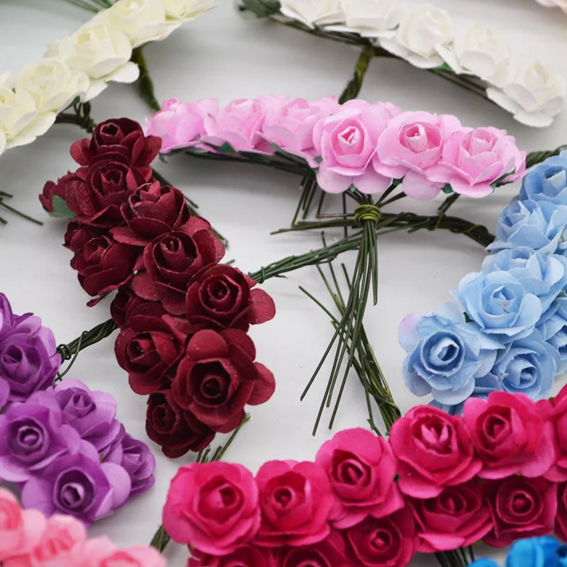 72Pcs Mini Paper Rose Heads – Multicolor 2CM Artificial Flowers Artificial Paper Flowers Babs