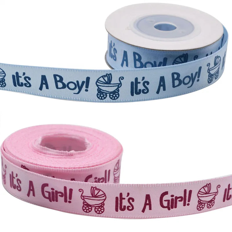 10-Yard Baby Shower Satin Ribbon – Boy or Girl Printed DIY Decorative Satin Ribbon Babs