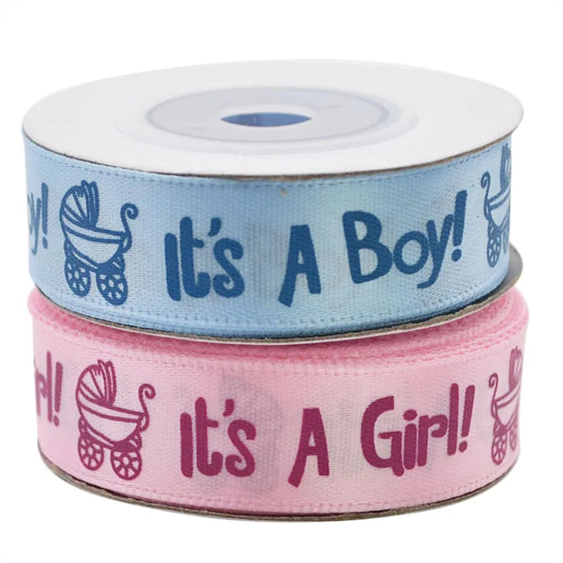 10-Yard Baby Shower Satin Ribbon – Boy or Girl Printed DIY Decorative Satin Ribbon Babs